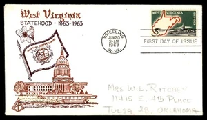 Mayfairstamps US FDC 1963 West Virginia Anniv Flag Capitol Building First Day Co - Picture 1 of 2