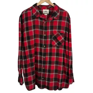 Northeast Outfitters kariertes Flanell-Langarmoberteil mit Knopfleiste rot schwarz 2XL - Bild 1 von 6