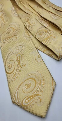 Jones New York Neck Tie Silk Jacquard Paisley Woven Yellow Gold Classic EUC - Изображение 1 из 3