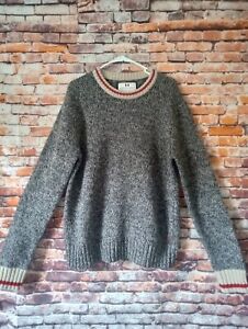 Roots Canada Wool Blend Sweater Dark Gray Knit Black Print Mens Size Medium