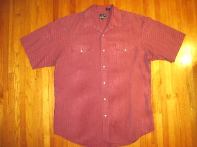 Roper Red/Red Stripe White Pearl Snap Western Easy Care Cowboy Shirt 2XL New - Image 1 of 4