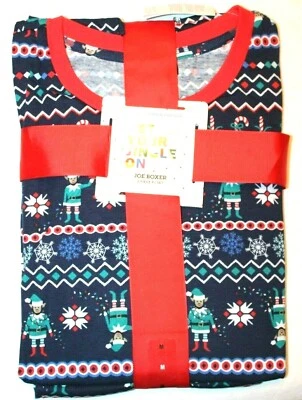 Joe Boxer Navidad Vacaciones Elfo Fairisle Hombre 2 Piezas Pijama Conjunto Azul/Multi Foto 1 de 4