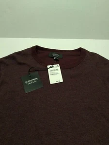 NWT sz L Nordstrom The Men's Shop Crew Neck Sweater In Burgundy Fudge Birds Eye - Picture 1 of 4