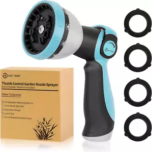 Garden Hose Nozzle Sprayer - 10 Spray Patterns, High Pressure, Thumb Control on - Picture 1 of 12