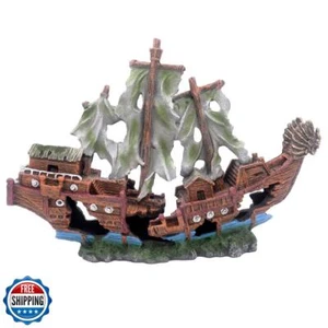 Ulifery Aquarium Segelboot Schiffswrack versunken Piratenschiff Harz Aquarium DE - Bild 1 von 5