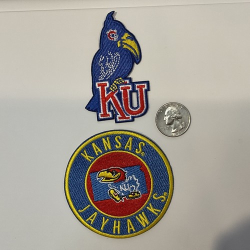 (2) KU KANSAS JAYHAWKS VINTAGE IRON ON PATCHES PATCH LOT 3” X 1.75” & 3 ...