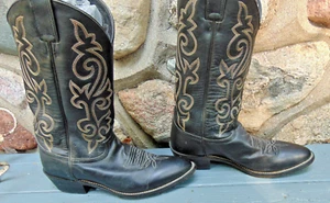 Justin Leder Cowboystiefel Herren Gr. 9 EE Stil 1409 schwarz Scroll Rodeo Western " - Bild 1 von 8