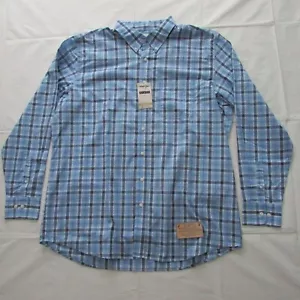 Wrangler Men's Long Sleeve Classic Fit Plaid Button Shirt - Blue - Picture 1 of 4