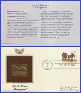 USA8 #2757 ADDR GOLDEN REPLICA FDC Thoroughbred - Picture 1 of 1