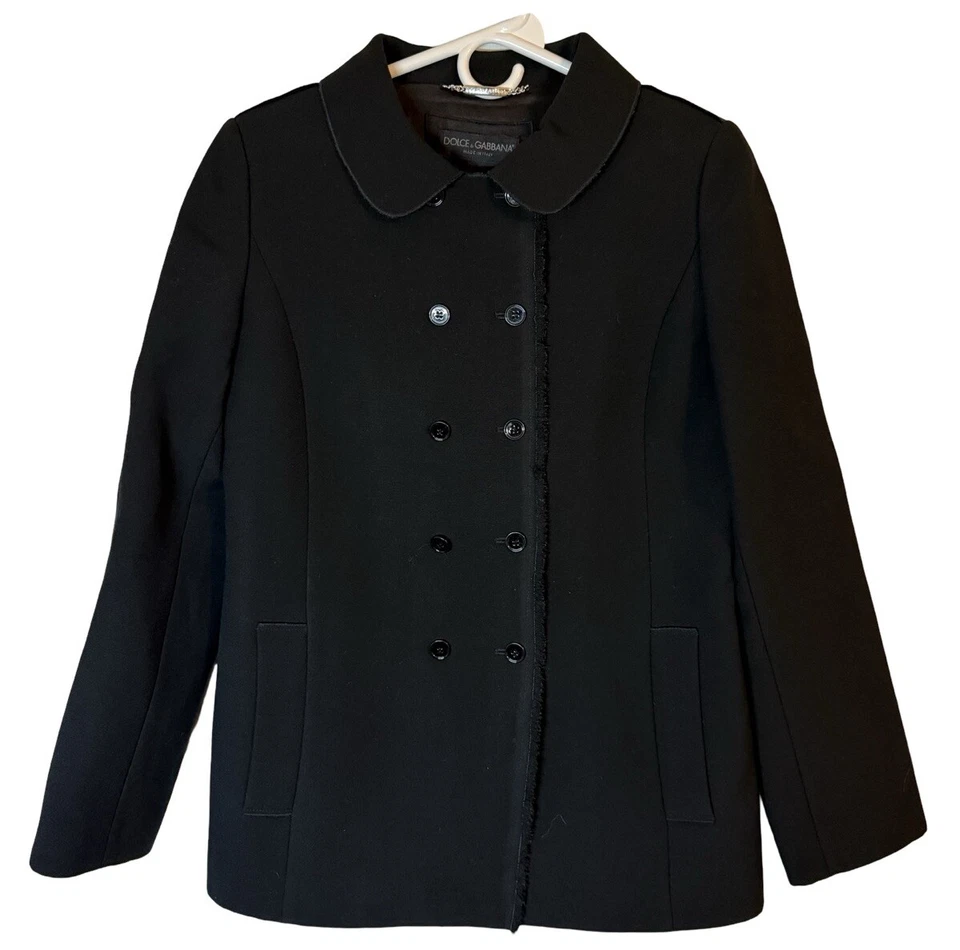 Dolce & Gabbana Black Blazer Coat Women’s Sz 40 Virgin Wool Silk Lined Button - Image 1 of 4