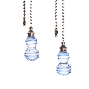2pz Ventilatore da Soffitto Cristallo Tirare Catena Pendente Prisma Blu Forma Zucca Decorazione - Foto 1 di 5