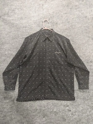 Sean John Black Logo Blue Lines Long Sleeve Cuff Polyester Dress Shirt Size L - Image 1 of 4