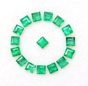 2.50 mm Natural Emerald Square Cut Lot 16 Piece 1.71 CTS Faceted Loose Gemstones - Picture 1 of 8