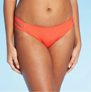 Women's Strappy Side Ribbed Hipster Bottom - Shade & Shore - Orange - S/L - C460 - Picture 1 of 4
