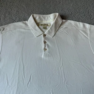 NEW Tommy Bahama Polo Shirt Mens Extra Large White 70% Silk Casual Work Outdoor - Picture 1 of 9