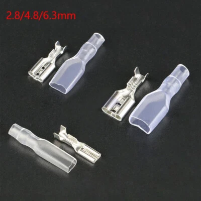 2.8/4.8/6.3mm Uninsulated Female Spade Crimp Terminals Wire Connector PVC Sleeve - Image 1 of 4