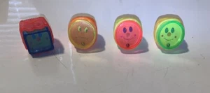 4 Adorable Vtg Gumball Ring Ball Game Cracker Jack Vend Happy Face Prize Toy Lot - Picture 1 of 14