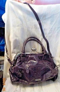 Elle dark purple faux embossed Alligator textured satchel shoulder bag NWT - Picture 1 of 11