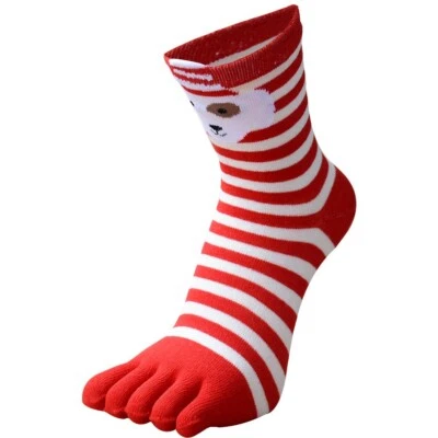 Christmas Socks, Soft Five finger Socks, Women 5-toe Socks Gift for Holiday 5-11 - Image 1 of 2