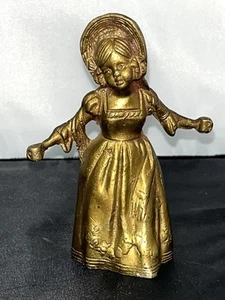 Vintage Bronze Bell Farm / Victorian Girl Lady Woman 3.75" - Picture 1 of 9