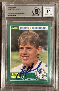 ⭐️🟦Troy Aikman🟦⭐️ 1989 Score Autograph On Card Auto Rookie #270 BGS BAS 10 - Picture 1 of 10