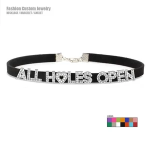 Letters Choker Necklace Women Men Classy Adult Chocker Collar Cosplay Custom - Picture 1 of 8