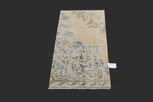 Tappeto turco Oushak BEIGE 2x3 vintage fatto a mano anatolico piccolo zerbino kilim - Foto 1 di 9