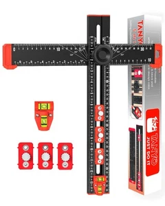 5 in 1 Drilling Positioning Ruler, Multifunctional Adjustable T Square Ruler,... - Picture 1 of 7