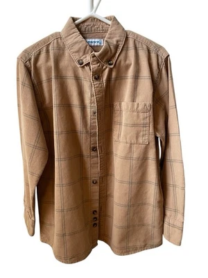 MAYORAL L/S  Boys Button Corduroy Plaid Shirt Tan Size 6 - Image 1 of 4