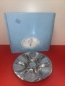 10” Decorative Silver Metal Oyster Seafood Plate w/ Box Never Used - Picture 1 of 4
