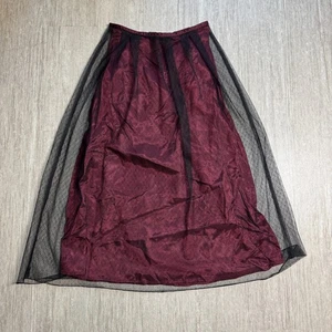 Vintage 90s Jonathan Martin Goth Punk Skirt Lace Velvet Red Black 25" Waist - Picture 1 of 7