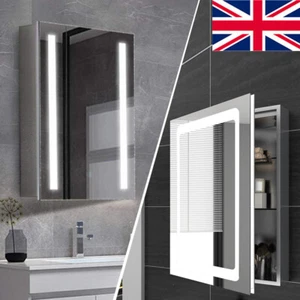 LED Bathroom Mirror Cabinet with Demister Shaver Socket Storage Wall Mounted UK - Picture 1 of 65
