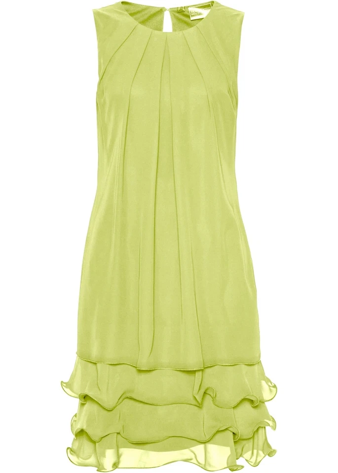 Chiffonkleid mit Rüschen Gr. 38 Mintgrün Damen Abendkleid Mini Party-Kleid Neu - Bild 1 von 1