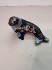 Cloisonné Seal Hand Painted Enamel Brass Inlay Figurine Sea Lion Pre-Owned