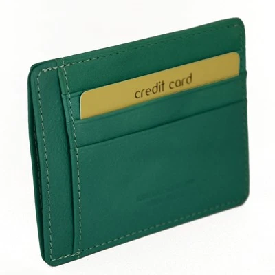 Genuine Leather 9 Compartment Credit Card Holder - Green Reindeer - Image 1 of 2