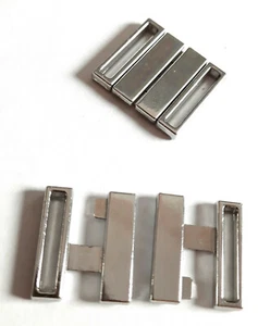 2-teiliger 15mm Frontverschluß Rubber Band Clasp Metal Color Silver Rectangular - Picture 1 of 3
