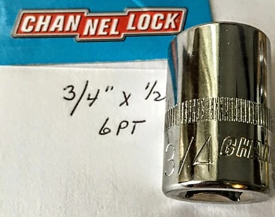 CHANNELLOCK  3/4" x 1/2" DR  STANDARD  SOCKET  6 Pt Free USA  Shipping - Image 1 of 4