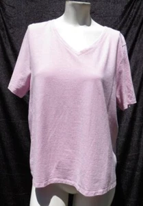 MARGARET O’LEARY US women’s L Pink Hemp Organic Cotton V Neck Tee T Shirt Top - Picture 1 of 4