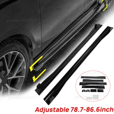 Gloss Black Side Skirts Extension Rocker Panel Lip For BMW X1 X2 X3 X4 X5 X6 X7 - Image 1 of 4