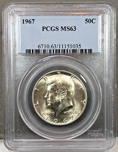 1967 U.S. 50c Kennedy Half Dollar PCGS MS63 ~ Old Holder - Picture 1 of 4