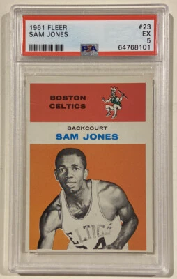 1961 Fleer Sam Jones HOF Rookie Basketball Card #23 Celtics PSA 5 Ex Certified - Image 1 of 4