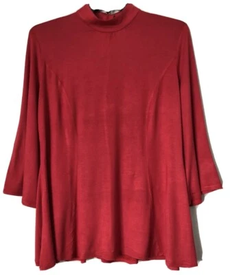 Túnica informal lisa mezcla rayón rojo talla grande 1X NY Collection para mujer nueva con etiquetas Foto 1 de 4