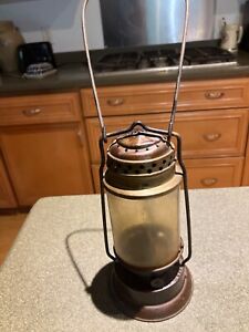 Antique DIETZ RACKET Clear Glass Globe Brass Oil Lamp Skaters Lamp Lantern