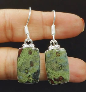 Ohrringe 925 Sterling Silber natürlicher Jaspis Edelstein - Bild 1 von 5