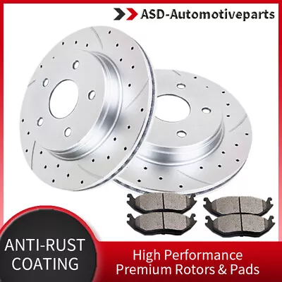 5 Lug Front Brake Rotors Brake Pads for Dodge Ram 1500 Drilled Rotors Pad Kit - Image 1 of 4