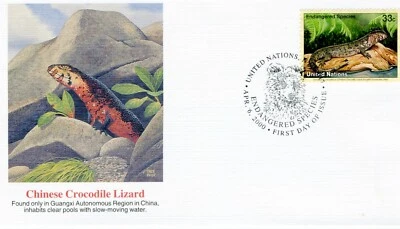 FDC Crocodile Lizard  Endangered Species 1998 UN New York Fleetwood Cachet - Image 1 of 2