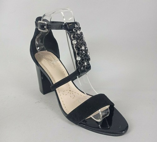 Sandali Clarks donna 6 D neri pelle scamosciata sera tacco T Bar festa ballo