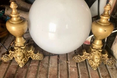 Paire de chenets en laiton pour cheminée - Photo 1/4