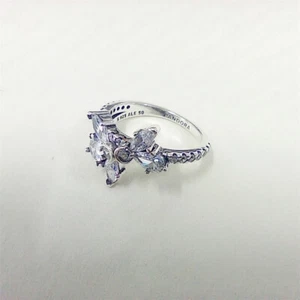Silver Ring Pandora Sparkling Asymmetrical Herbarium Cluster - Picture 1 of 4
