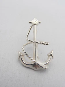 anchor And Rope: Silver 925 Lapel Pin - Sailor - Marina - Maritime - Picture 1 of 8